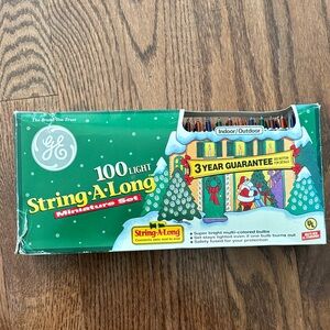 Vintage GE String-A-Long 100 Light Miniature Set - Multi-Color